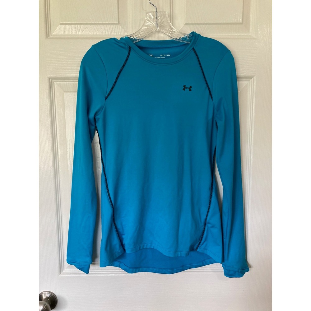 Under Armour ColdGear Womens XS Teal Blue Long Sleeve Fitted Athletic Shirt
